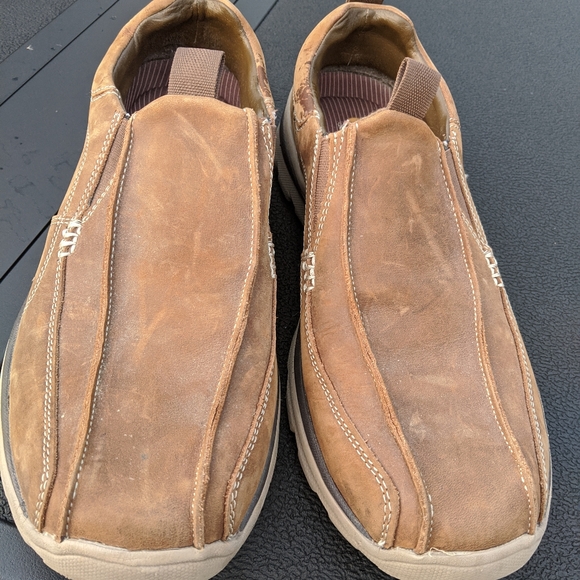 skechers tan slip on shoes